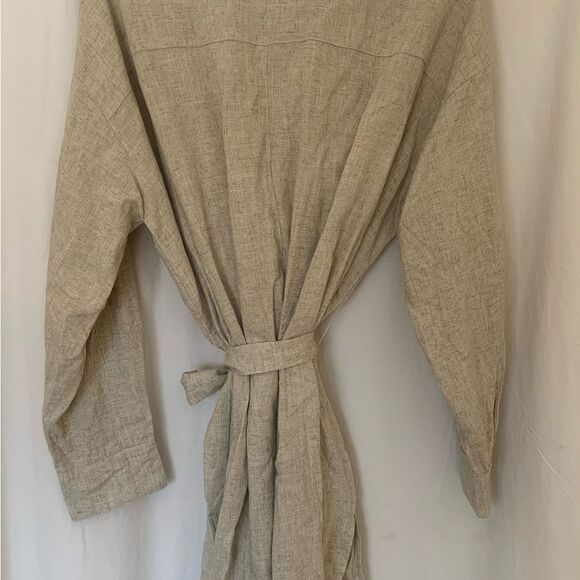 Linen Shirt Dress asos long sleeve button down size 8 Boho Cream Mini Dress - Picture 5 of 6